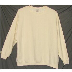 Vtg 80s/90s Mervyns Cheetah Blank SWEATSHIRT, XXL, USA Made, Boxy, Bright Cream